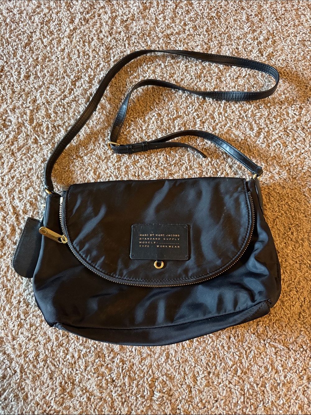Marc Jacobs Black Nylon Crossbody with Gold Accents